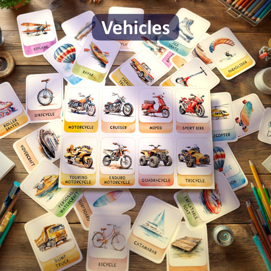 64 Vehicles Printable Flashcards